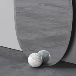 1931 Glass And Calacatta Marble Floor Mirror
