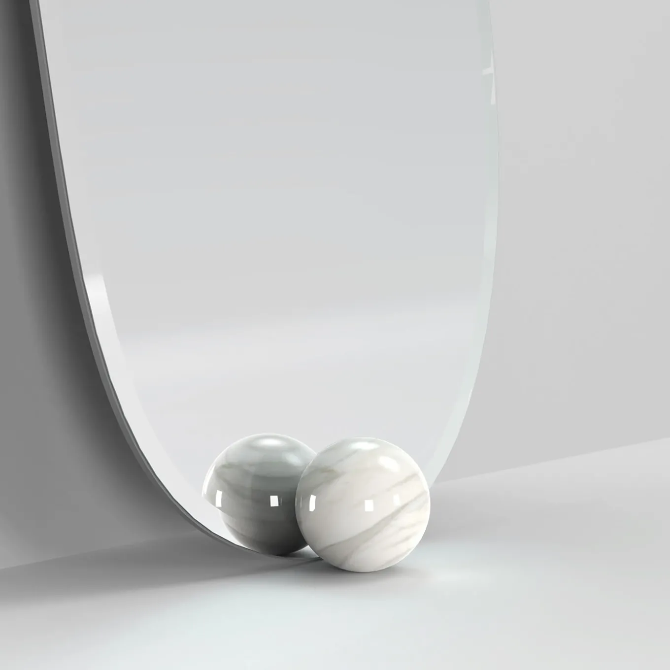 1931 Glass And Calacatta Marble Floor Mirror