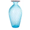 1950 Grande vaso Balloton azzurro con bordo bordeaux