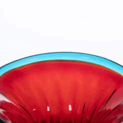 1950 Grande vaso rosso Balloton con bordo azzurro