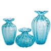 1950 Set di 3 vasi blu chiaro con bolle d'oro