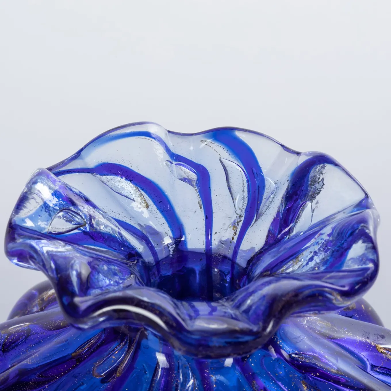 1950 Set di 2 vasi blu con bolle d'oro