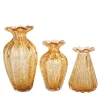 1950 Set di 3 vasi in ambra con bolle d'oro