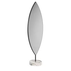 Aglaia Calacatta Marble And Black Metal Floor Mirror