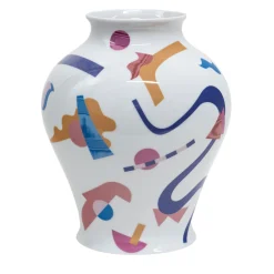 Alchimie vaso anfora in porcellana con decoro astratto h32cm