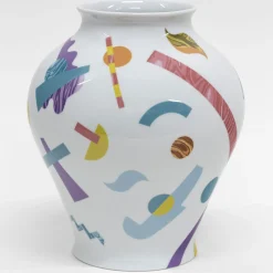 Alchimie vaso anfora in porcellana con decoro astratto h27cm