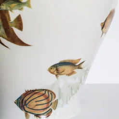 Amami Amphora Vaso in porcellana con pesci tropicali H27Cm