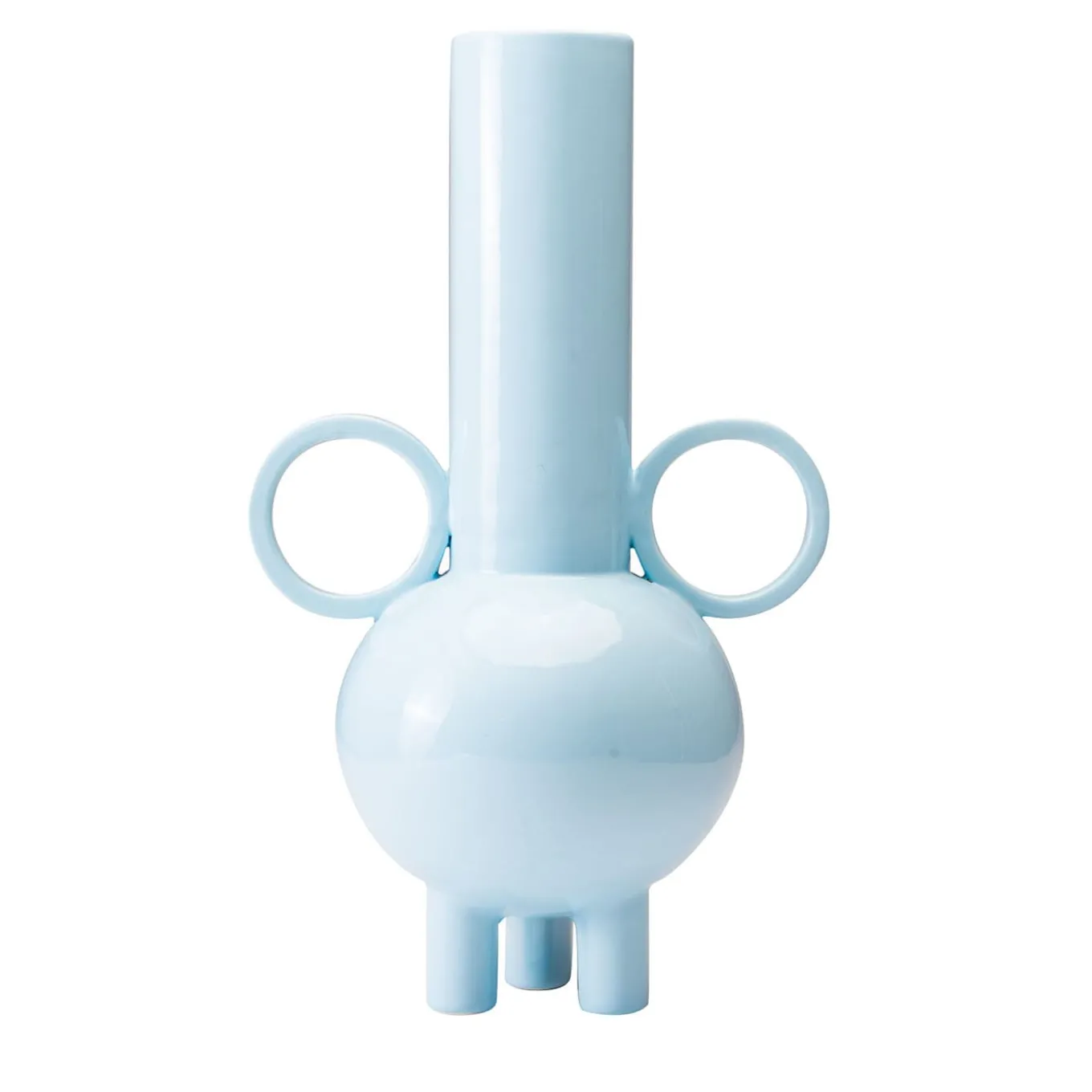 Anfora alta in ceramica azzurra Stereogramma