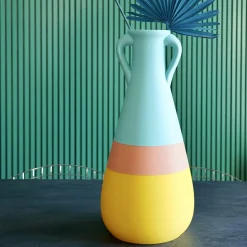 Anfora Cornelia XXL giallo-rosa e blu chiaro