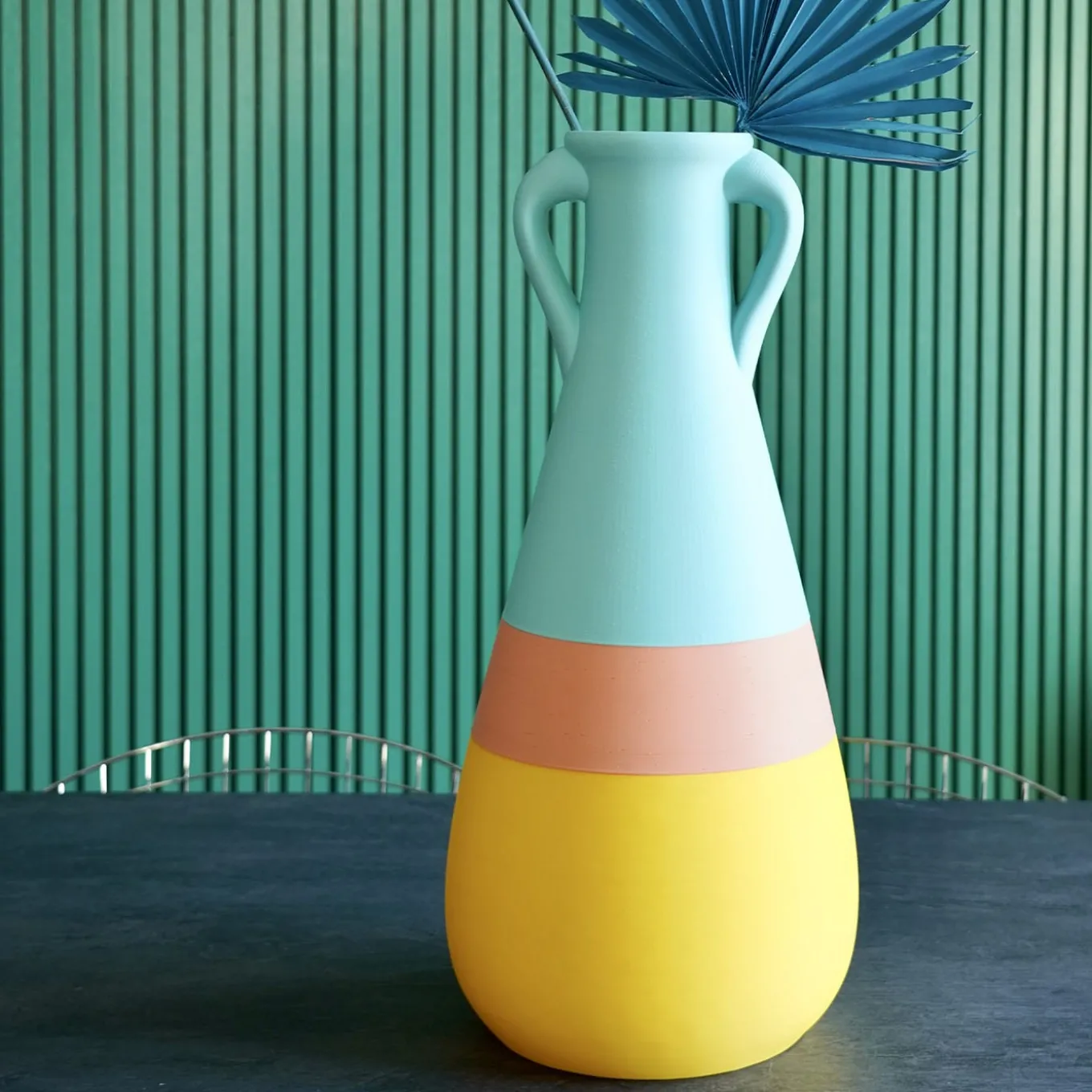 Anfora Cornelia XXL giallo-rosa e blu chiaro