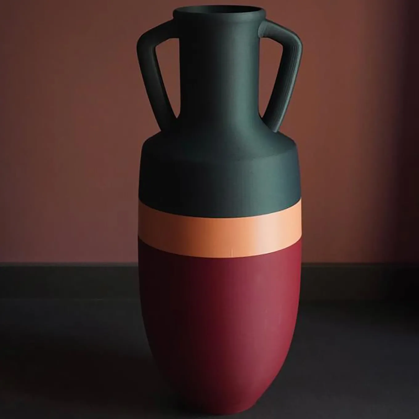 Anfora Ottaviano XL Burgundu rosa e verde