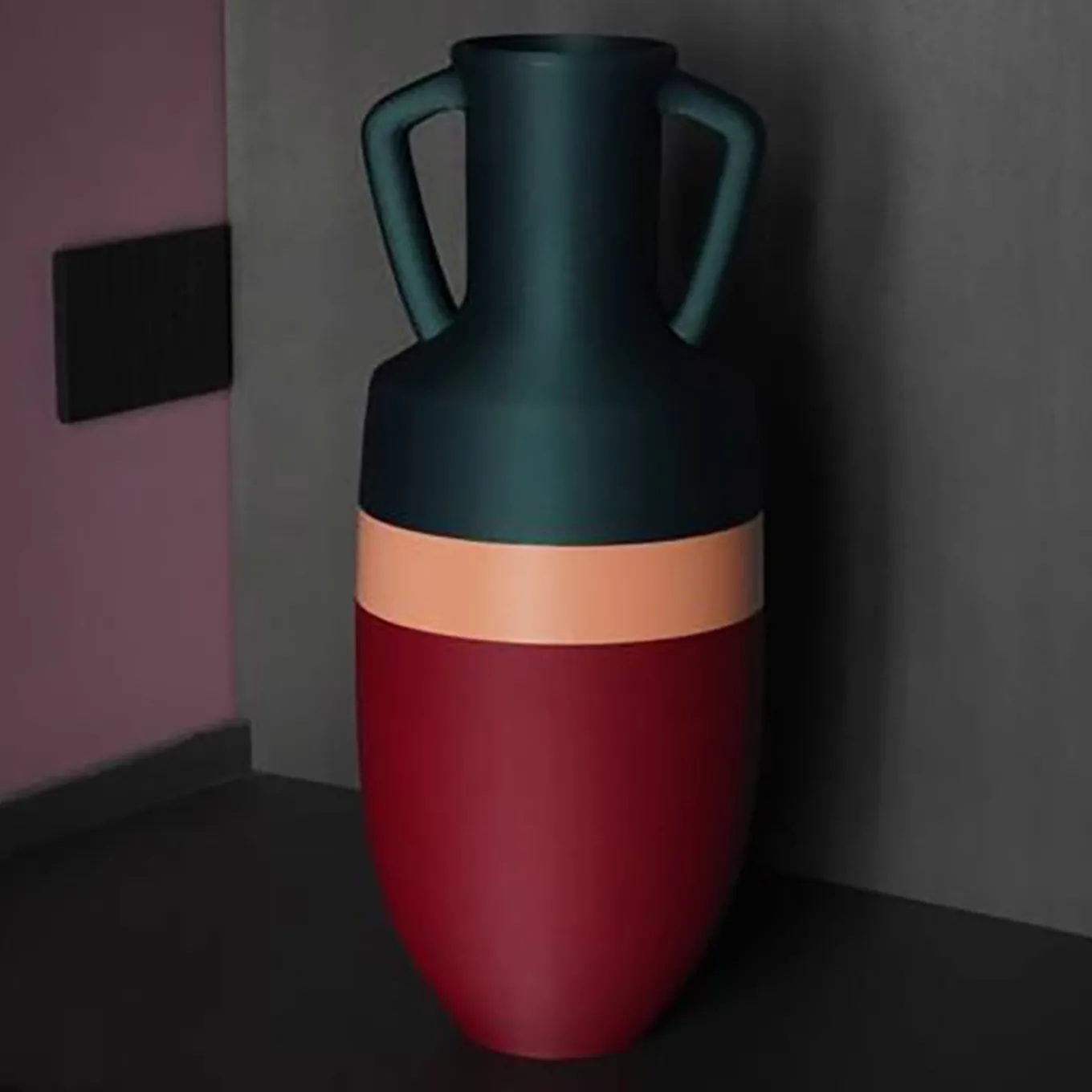 Anfora Ottaviano XL Burgundu rosa e verde