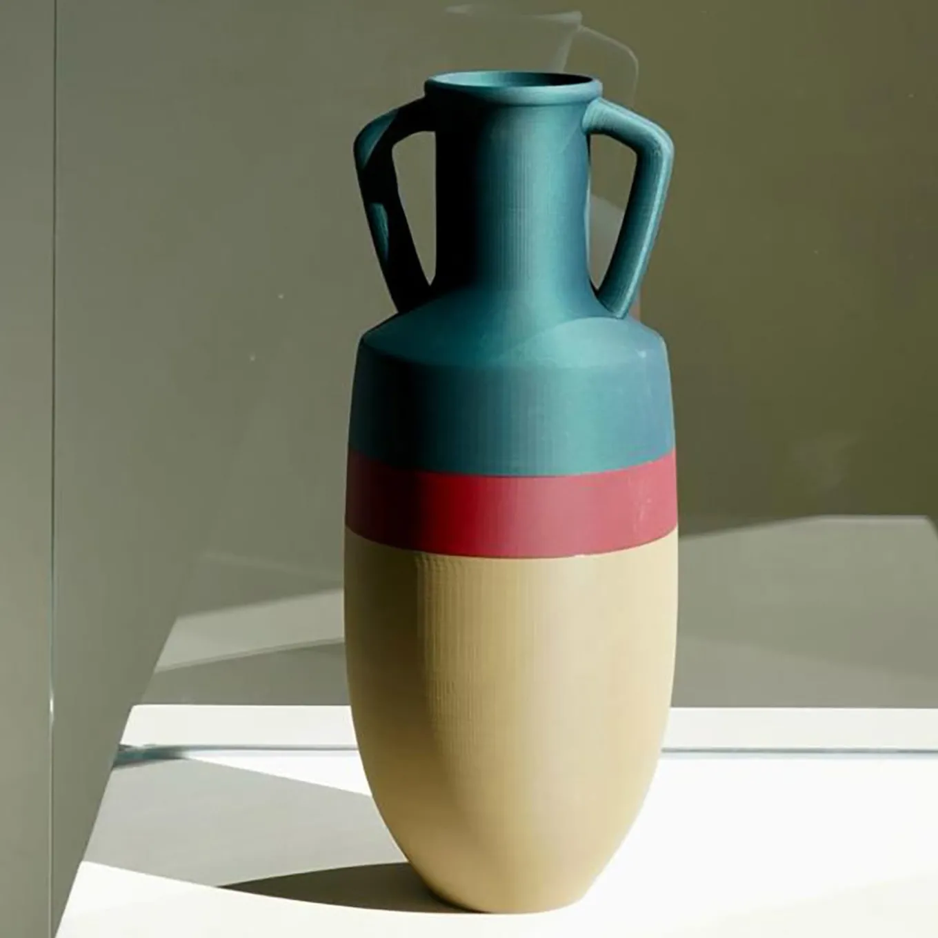 Anfora Ottaviano XL in bronzo, bordeaux e blu