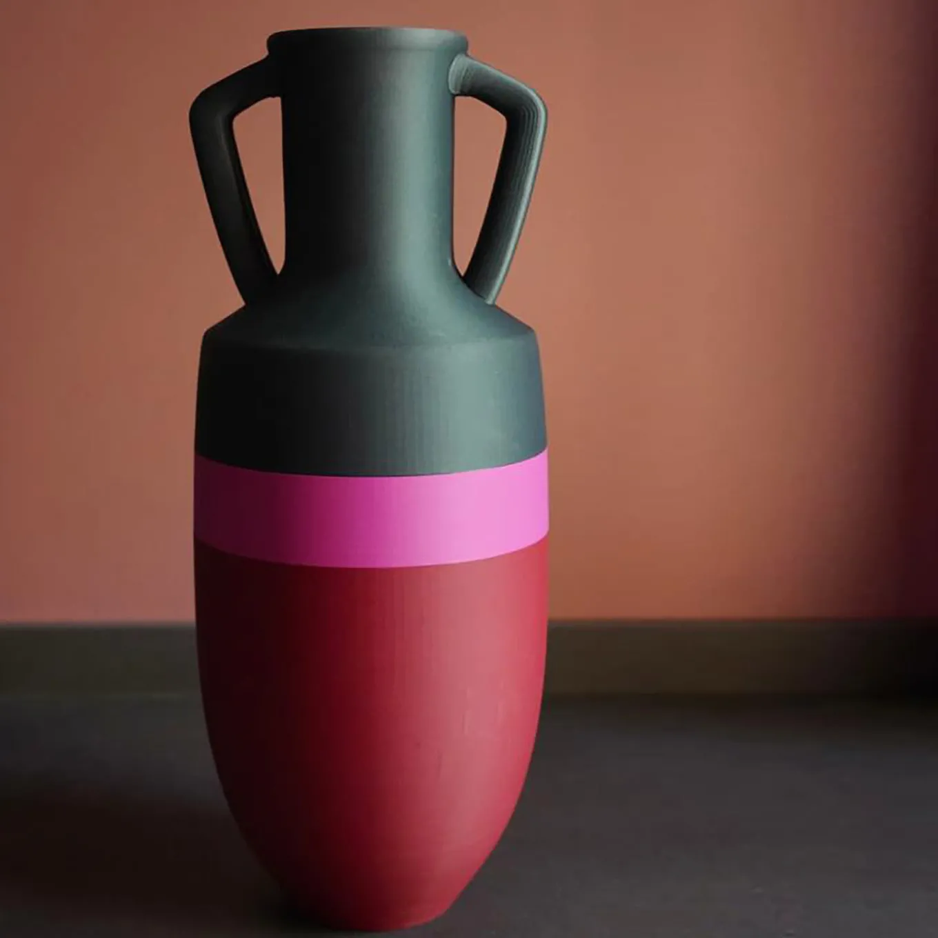 Anfora Ottaviano XL rossa fucsia e verde