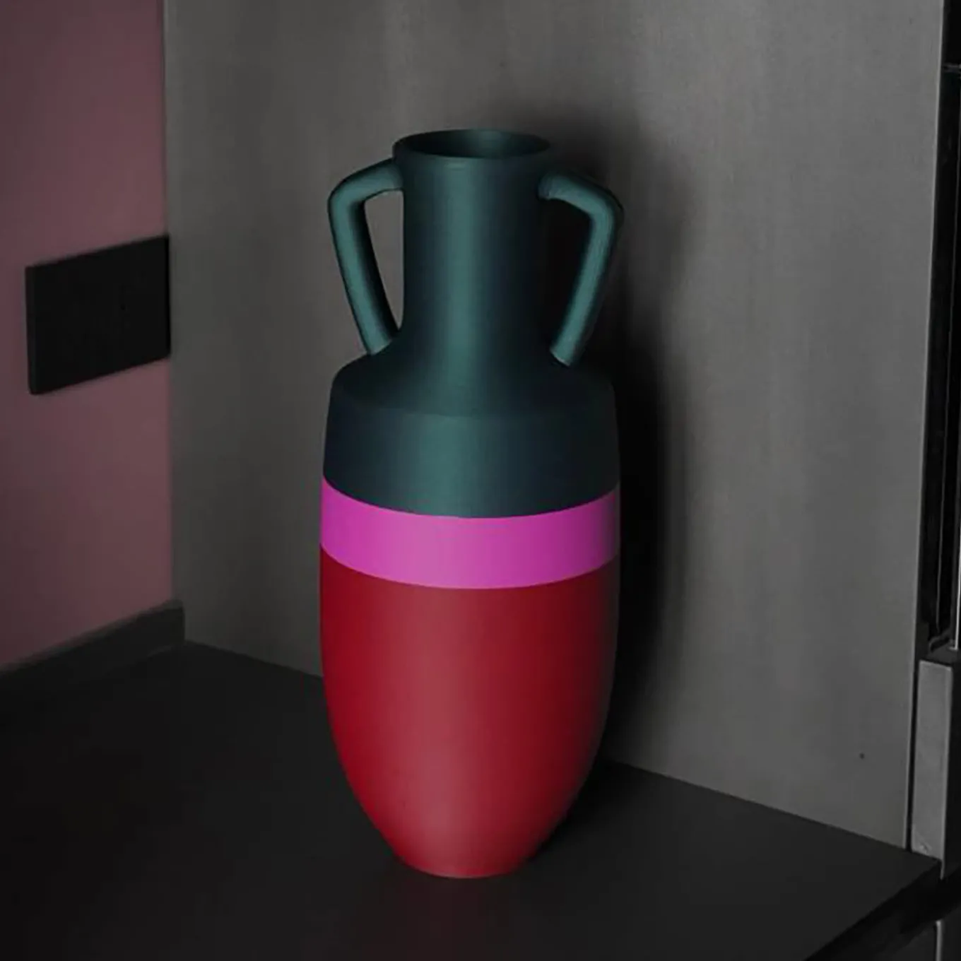 Anfora Ottaviano XL rossa fucsia e verde