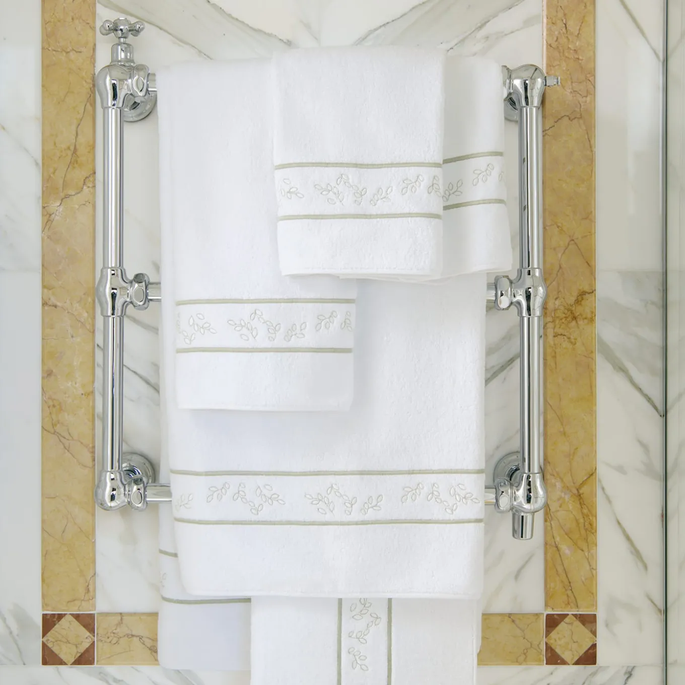 Asciugamano Roma White & Silver Olive