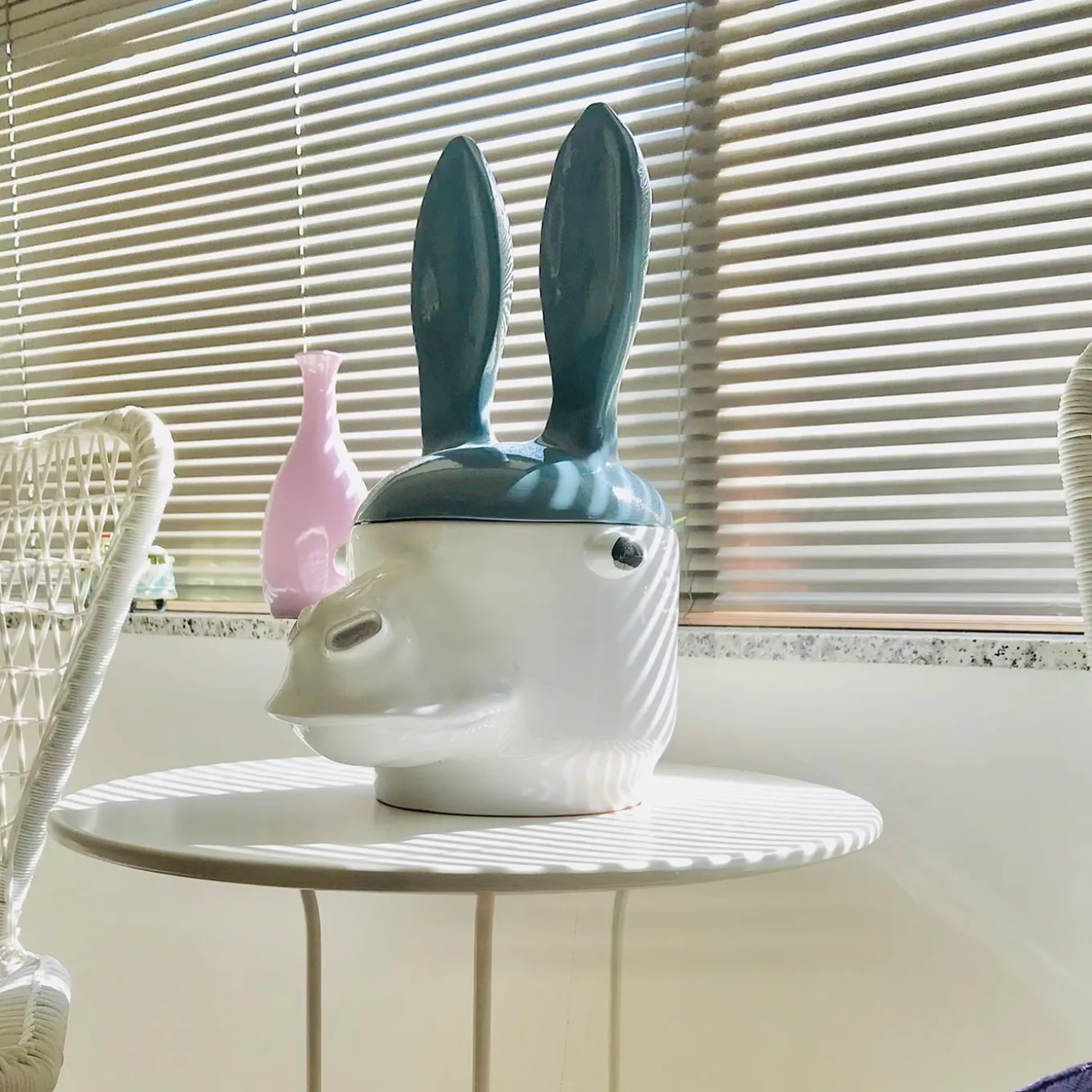 Asino Contenitore grande blu e bianco con coperchio
