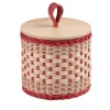 Barattolo Basso Perla in Midollo Bicolore Rosa/Naturale con Coperchio in Legno