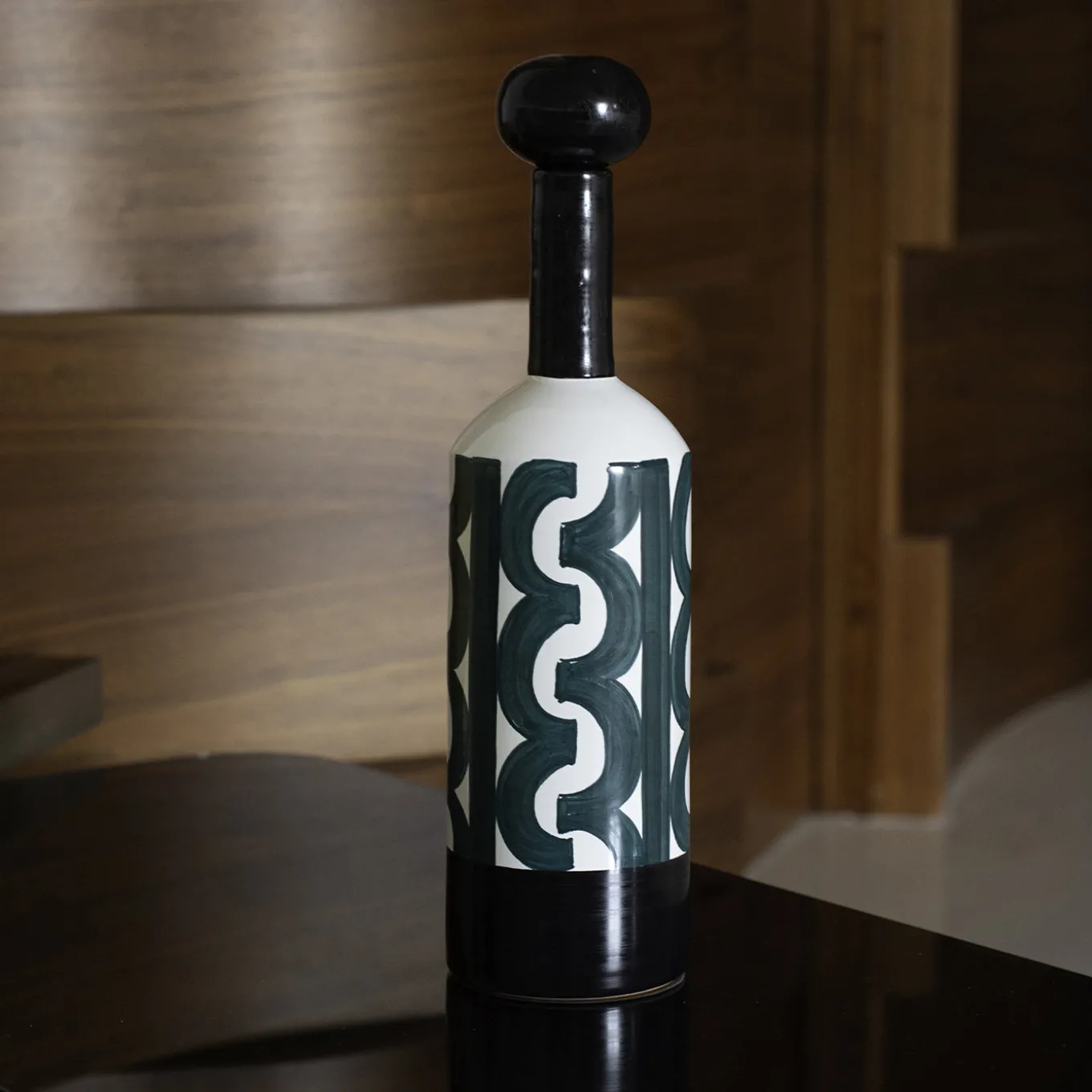 Bottiglia decorativa Bauhaus verde scuro