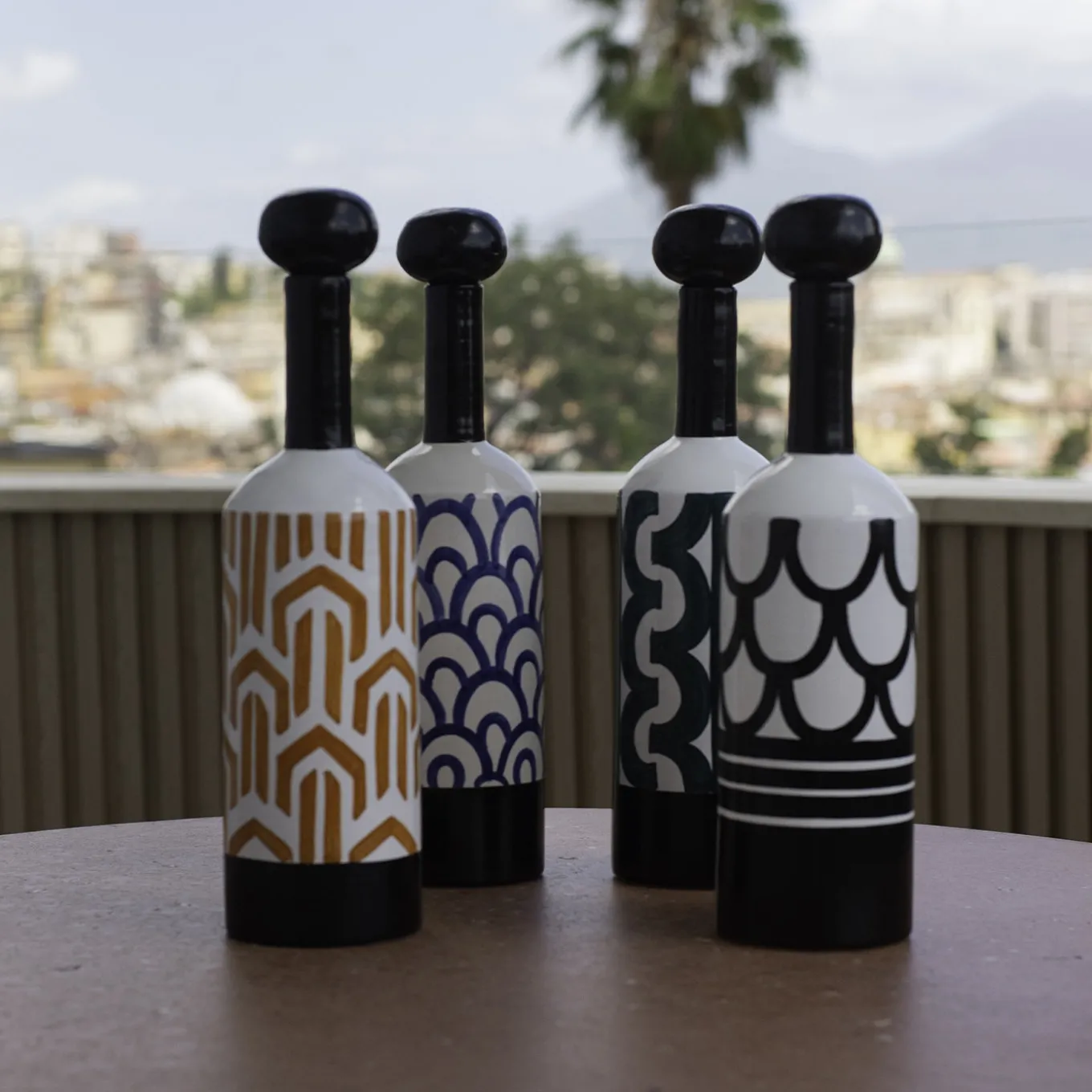 Bottiglia decorativa Bauhaus verde scuro