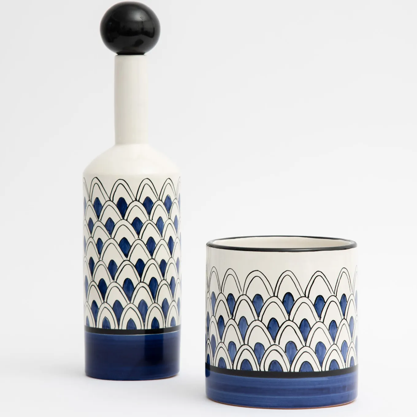 Bottiglia decorativa Gemini blu con coperchio