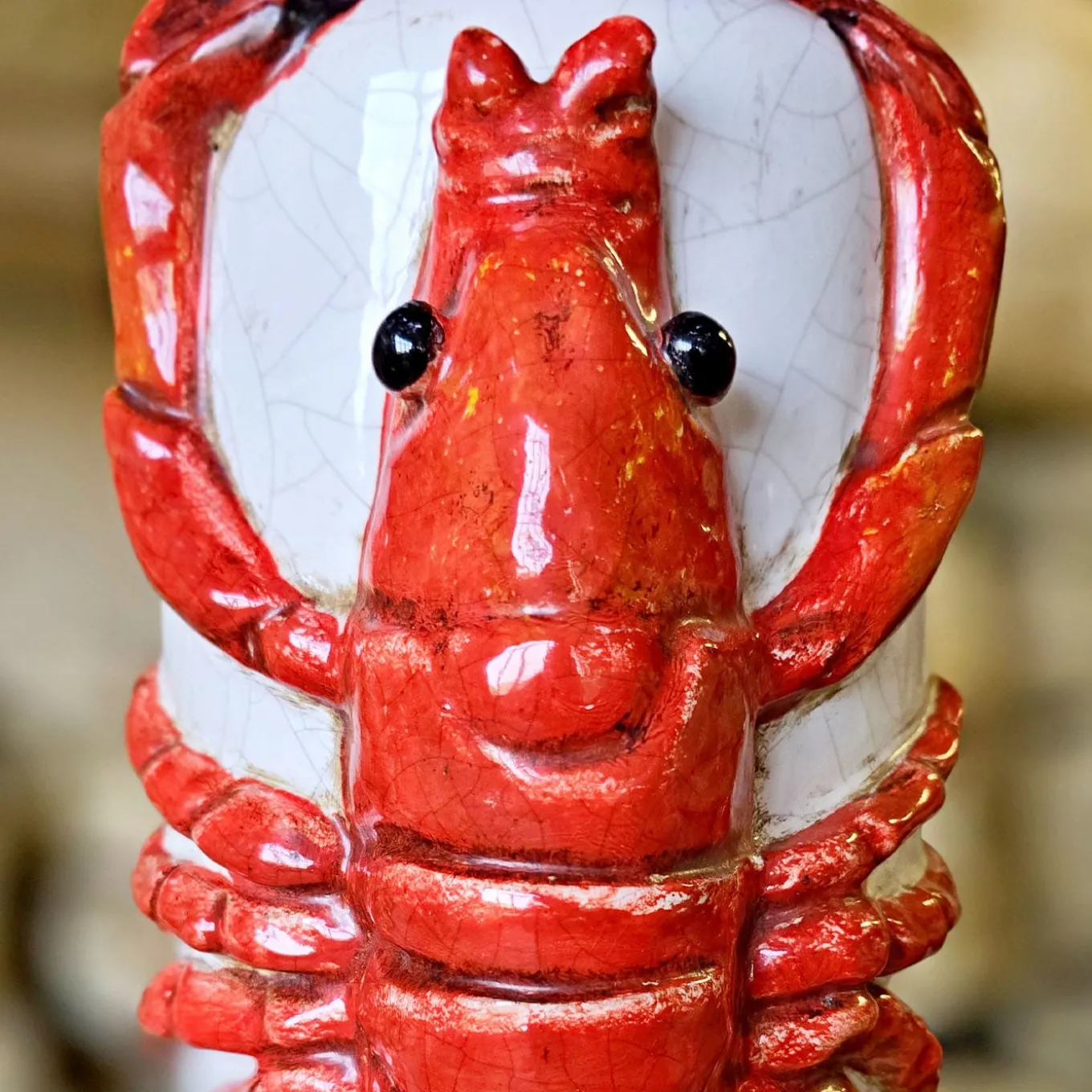 Bottiglia in Ceramica Policroma con Aragosta