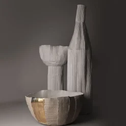 Bowl Cartoccio B17/Sabbia Chiaro con inserto dorato