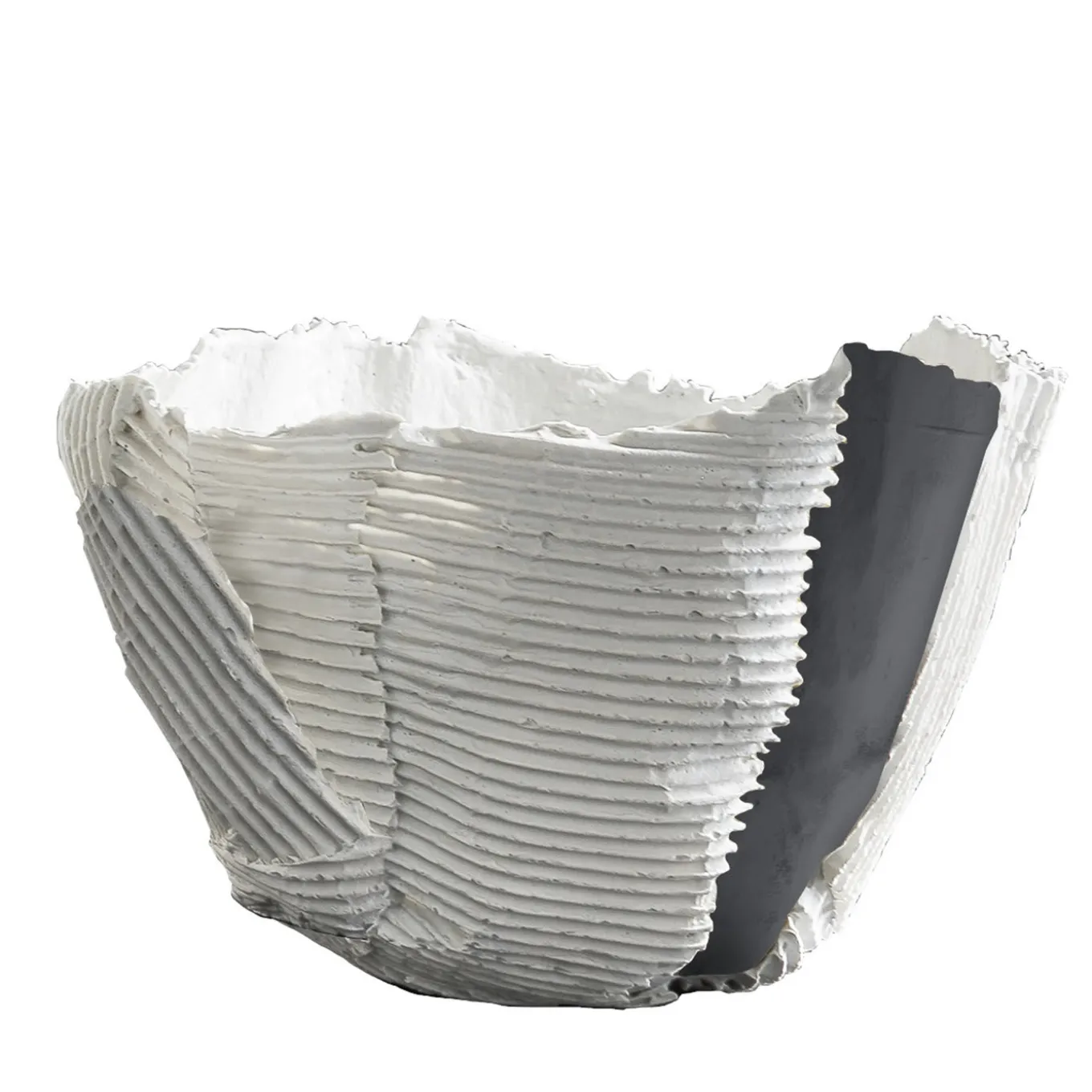 Bowl Cartoccio in ceramica bianca con inserto nero
