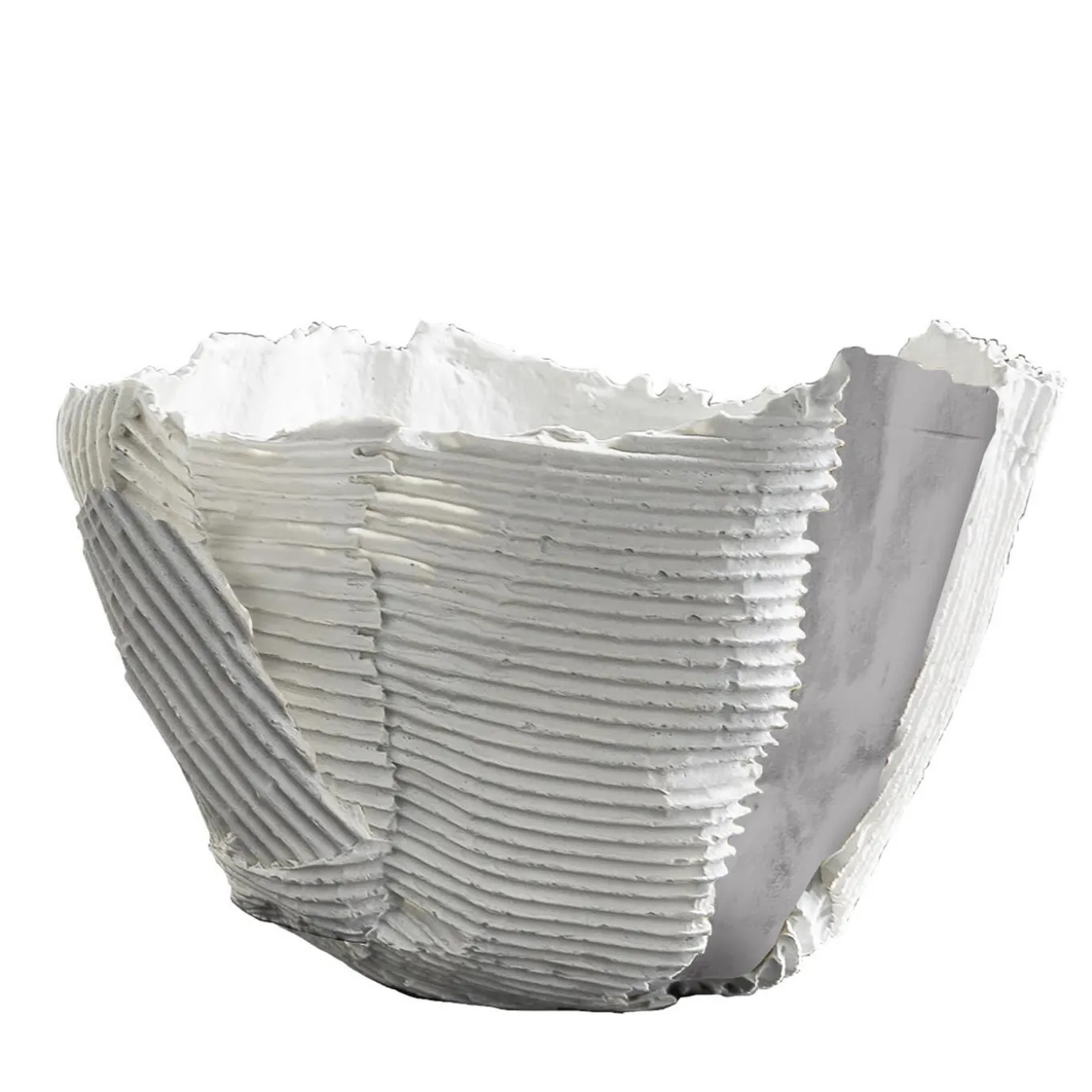 Bowl Cartoccio in ceramica bianca con inserto grigio