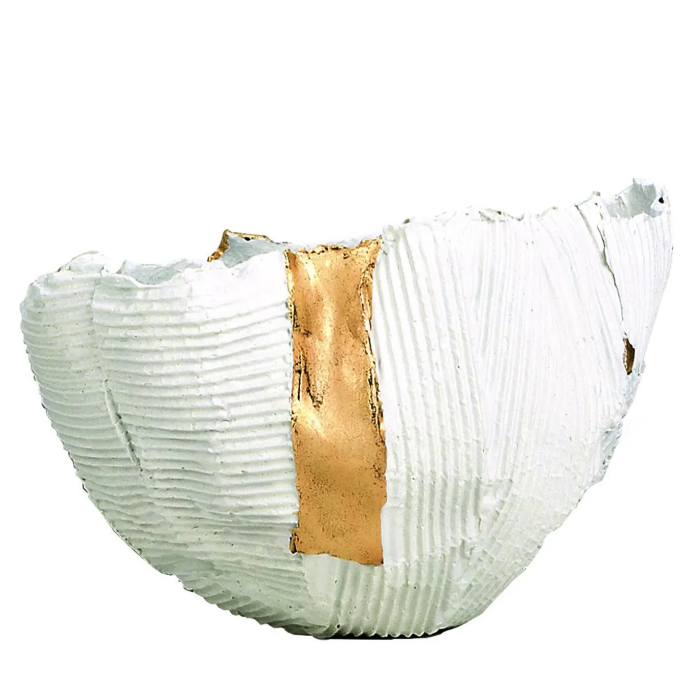 Bowl Cartoccio in ceramica bianca con inserto dorato #2