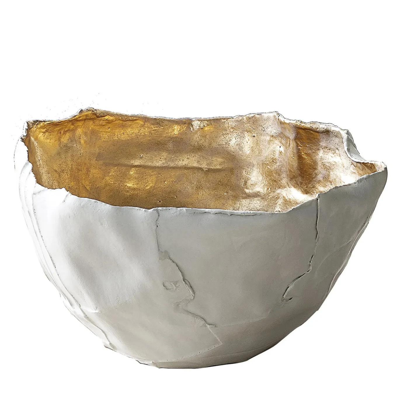 Bowl Corteccia in ceramica bianca e oro