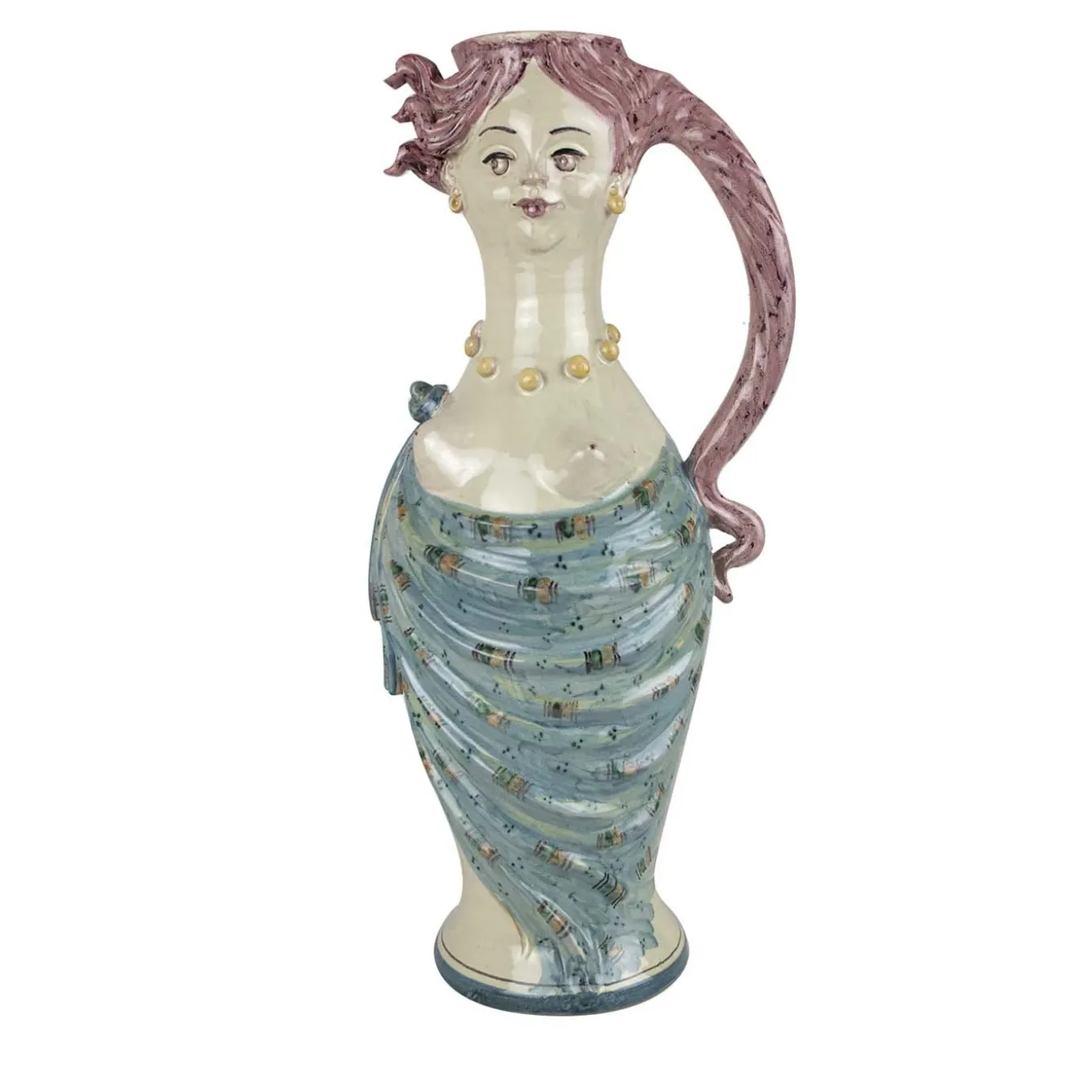 Brocca in ceramica con donna dai capelli rossi
