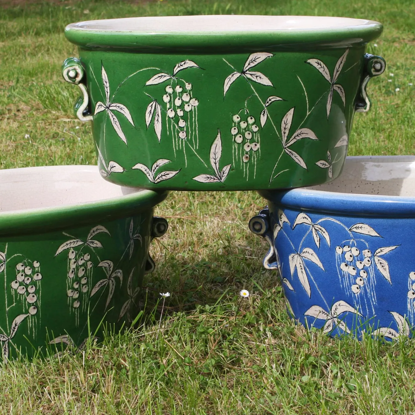 Cachepot ovale blu Devonshire
