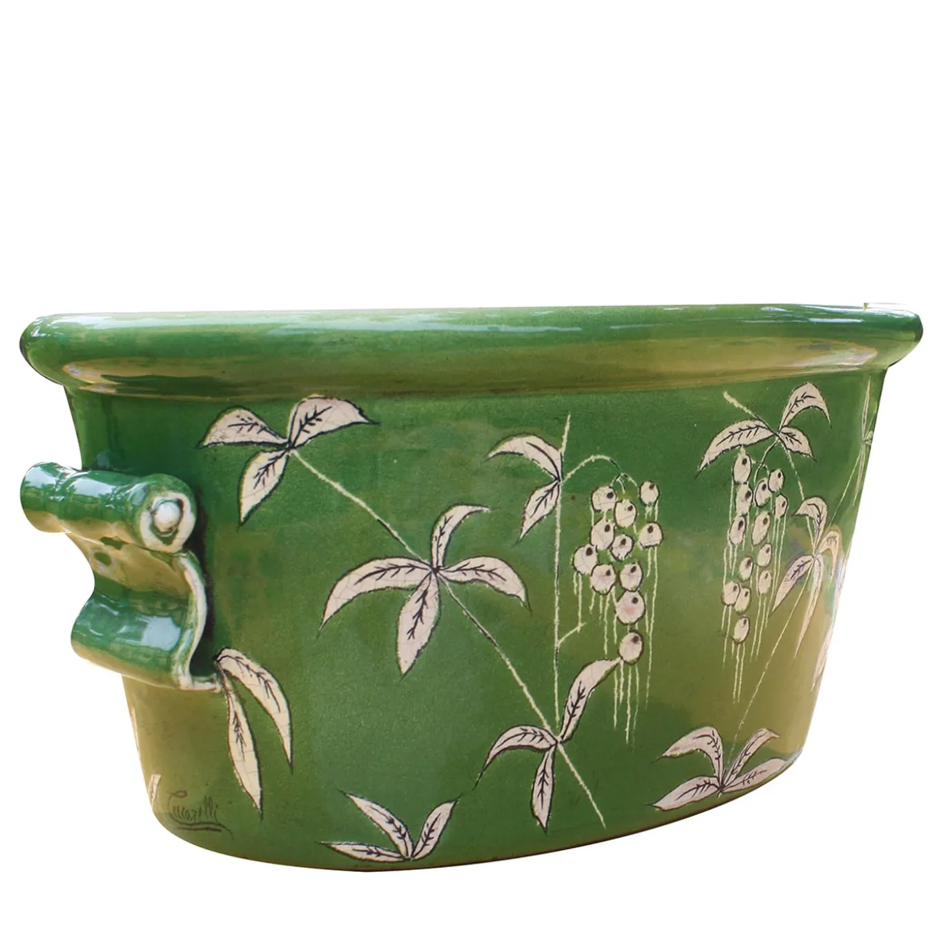 Cachepot ovale verde Devonshire