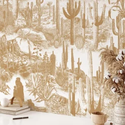 Cactus Paesaggio Boho Carta da parati