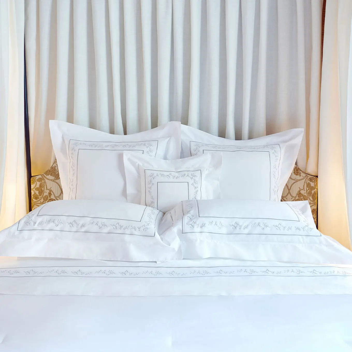 Camicie da letto Roma White & Silver Olive