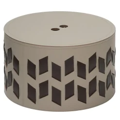 Cancun N. 10 Cestino rotondo beige con coperchio