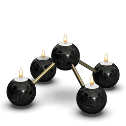 Candelabro a 5 sfere in marmo portoro nero Bramante di ADL Atelier Design Lab
