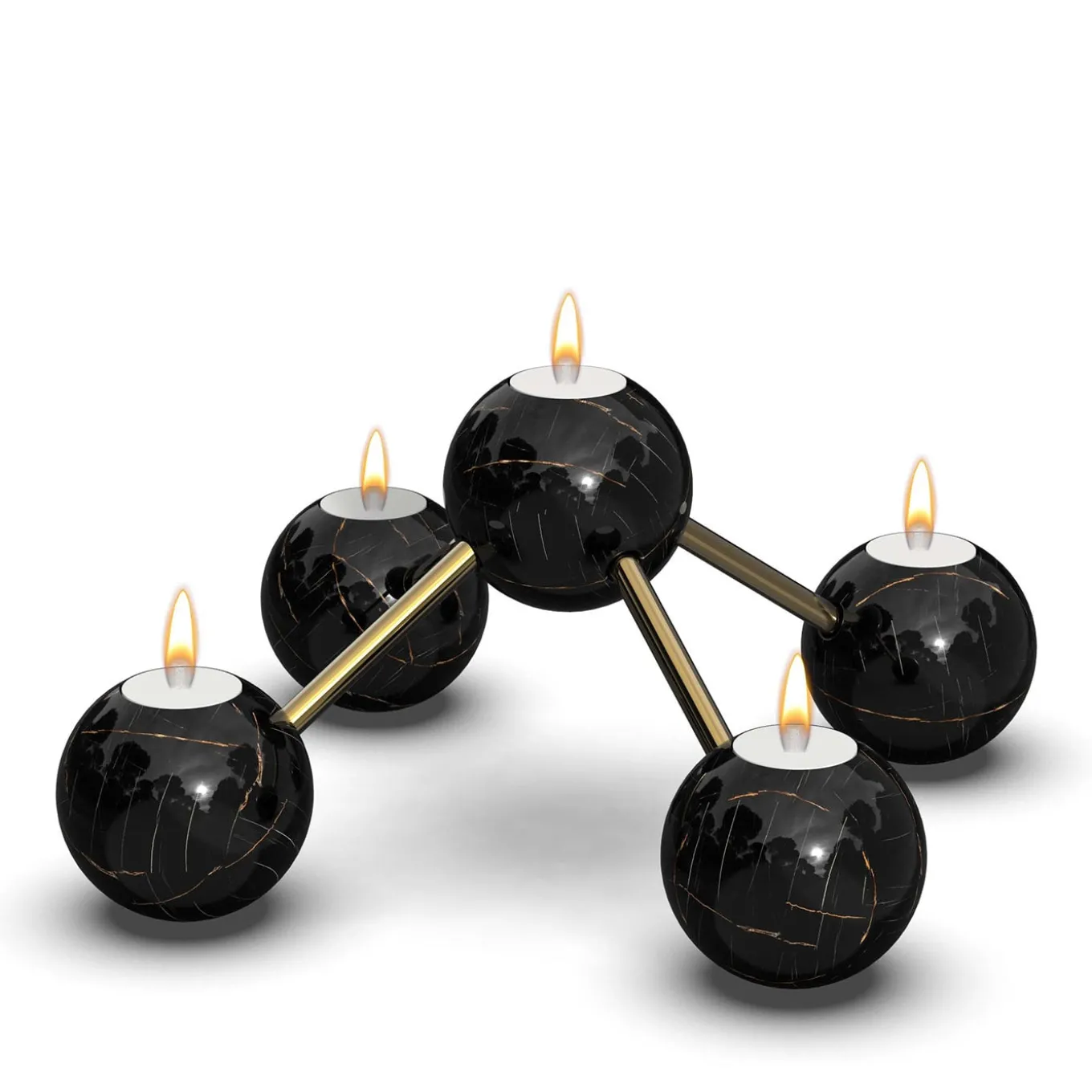 Candelabro a 5 sfere in marmo portoro nero Bramante di ADL Atelier Design Lab