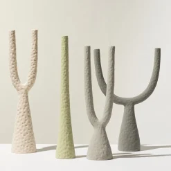 Candelabro Alpha in ceramica neve opaco