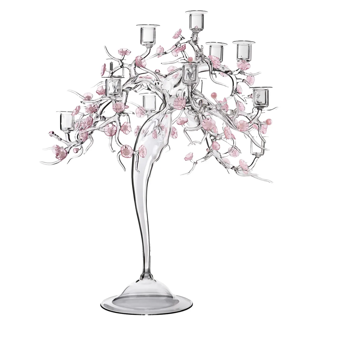 Candelabro Blossom in Vetro con Dettagli Floreali