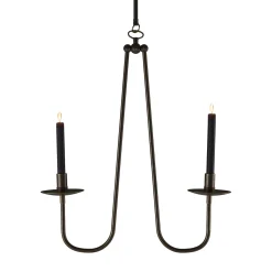 Candelabro da soffitto Penombra a doppio braccio in ottone scuro