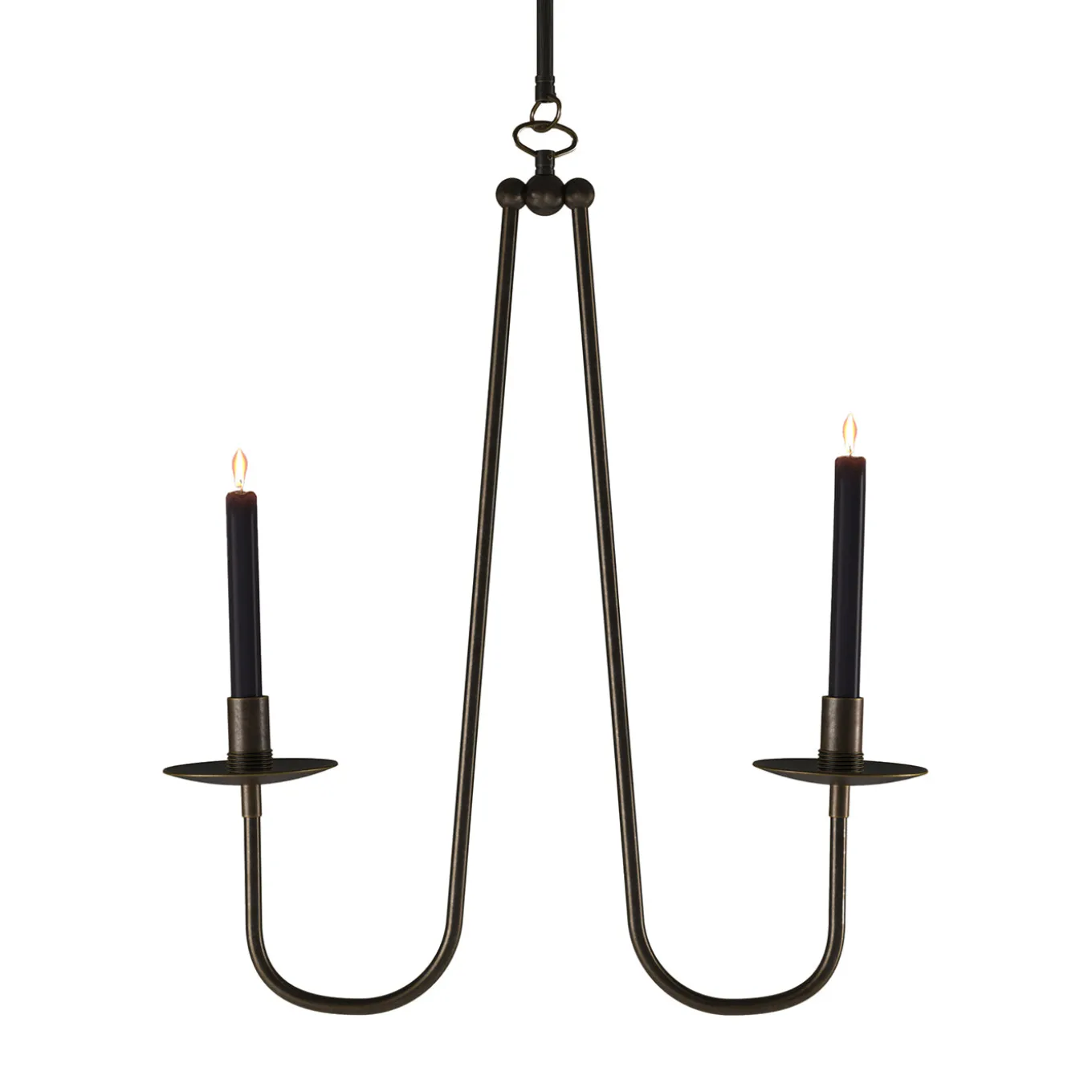 Candelabro da soffitto Penombra a doppio braccio in ottone scuro