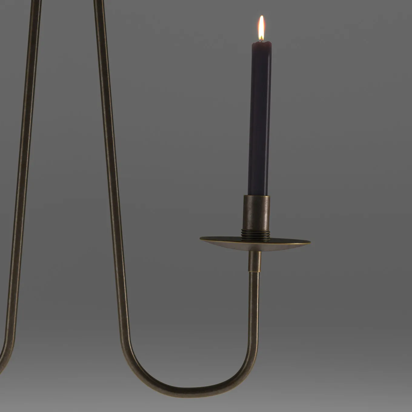 Candelabro da soffitto Penombra a doppio braccio in ottone scuro