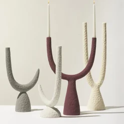 Candelabro Delta in Ceramica Borgogna Opaco