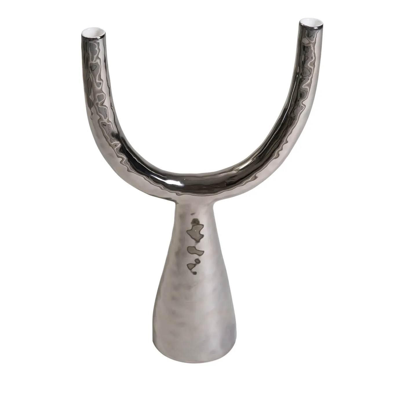 Candelabro in ceramica platino