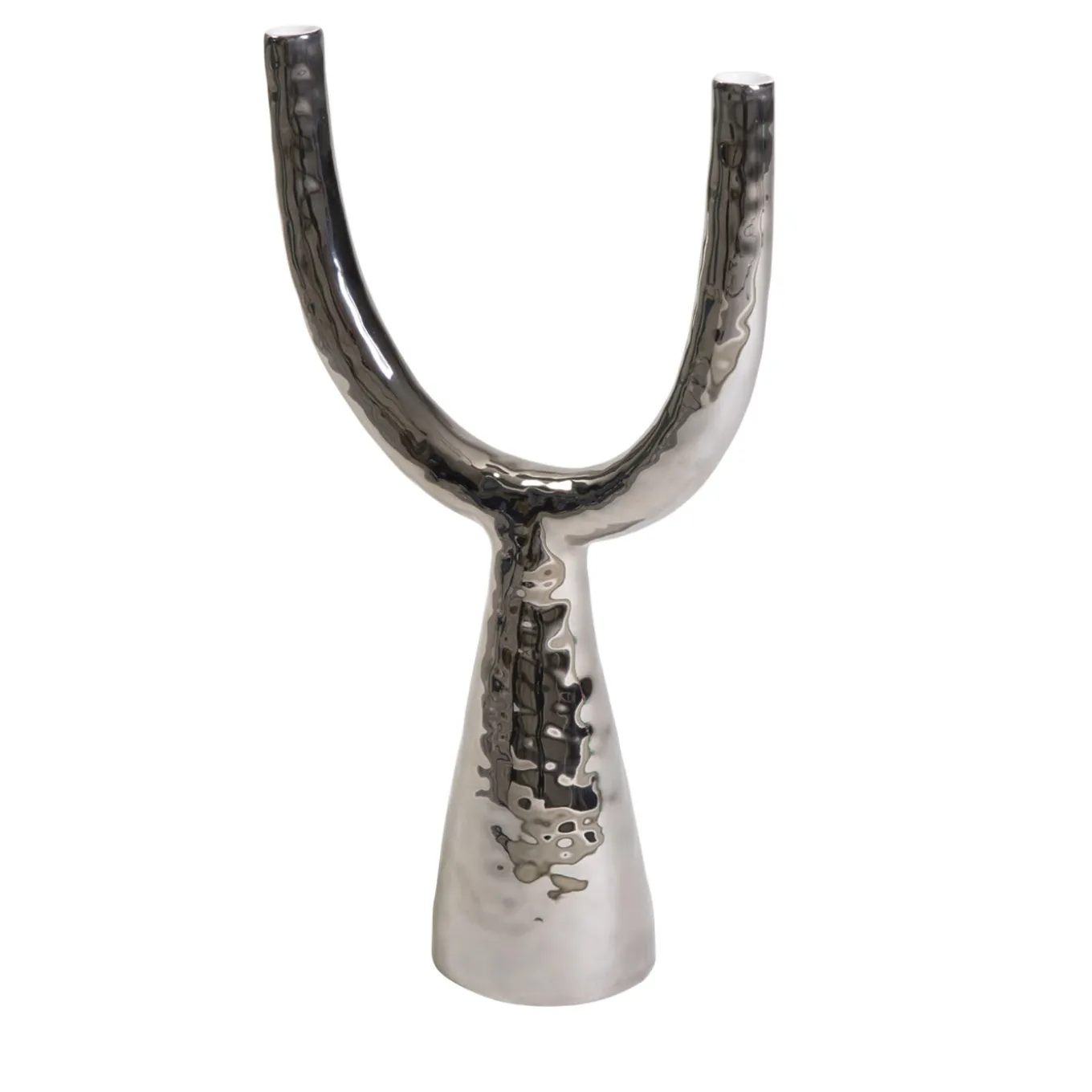 Candelabro in ceramica platino