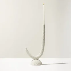 Candelabro Kappa in ceramica bianco opaco
