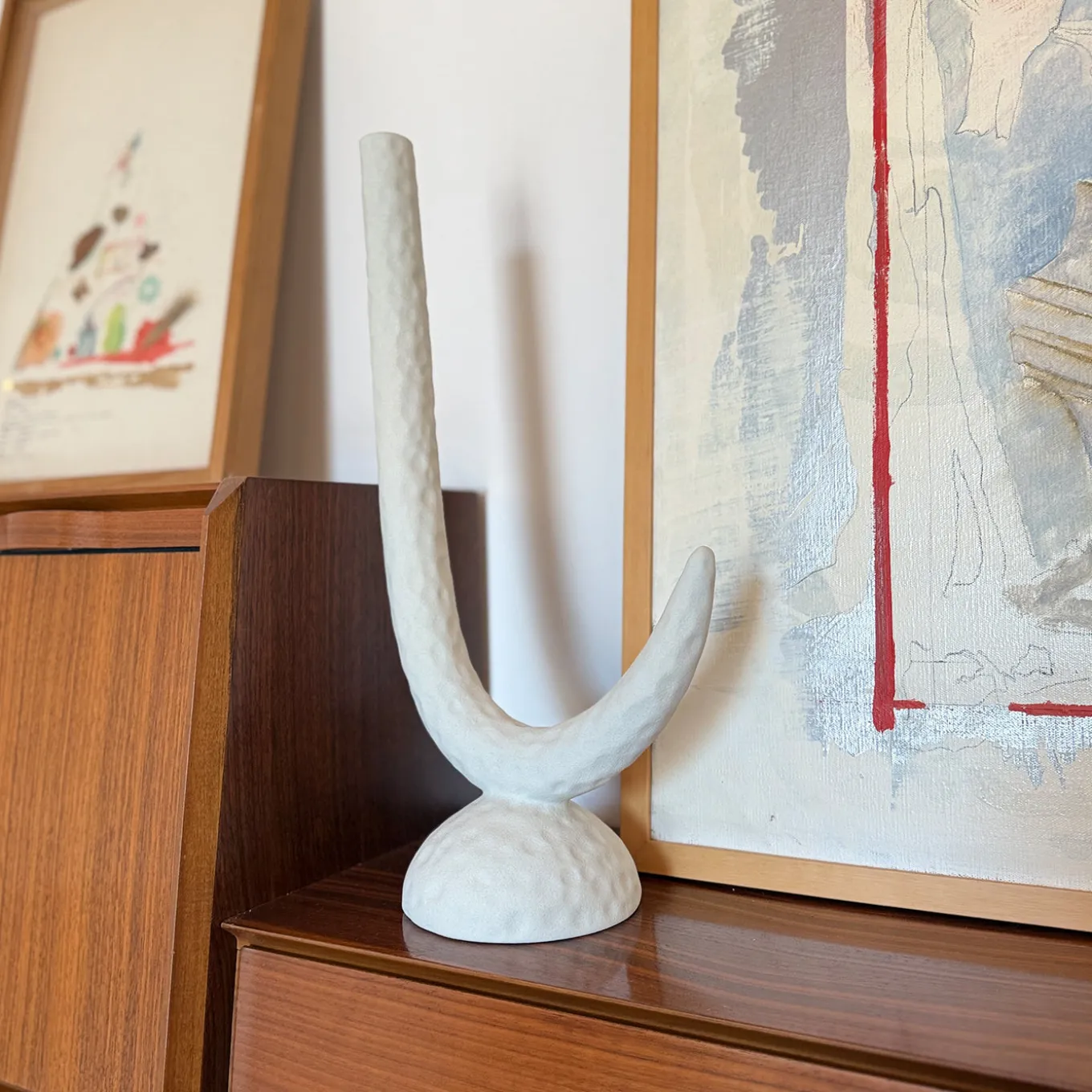 Candelabro Kappa in ceramica bianco opaco