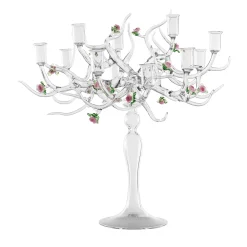 Candelabro Rose in Vetro con Dettagli Floreali